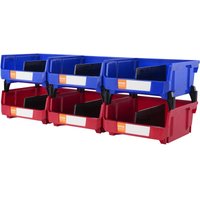 6er-Set Sichtlagerboxen Stapelboxen Stapelkisten Lagerkästen Blau/Rot - Vevor von VEVOR