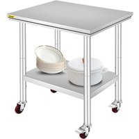 Arbeitstisch 76 x 60 x 86 cm Edelstahl Catering Arbeitstisch Belastbarkeit 28 kg, Lebensmittel Zubereitungstisch mit Nachlauf Gewerbliche von VEVOR