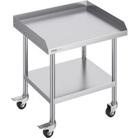 Vevor - Arbeitstisch aus Edelstahl, 610 x 711 x 762 mm Arbeitstisch zur Lebensmittelzubereitung mit 4 Rädern, Lenkrollen, 3-seitiger von VEVOR