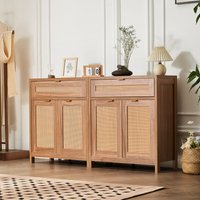 Vevor - Rattanschrank Rattankommode 2 Stk. Aufbewahrungsschrank mit 4 magnetischen Türen & 2 Schubladen, Sideboard Buffetschrank mit verstellbaren Vevor - Rattanschrank Rattankommode 2 Stk. Aufbewahrungsschrank mit 4 magnetischen Türen & 2 Schubladen, Sideboard Buffetschrank mit verstellbaren von VEVOR
