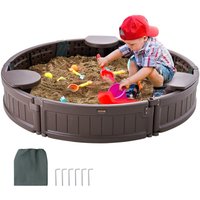 Sandkasten mit Abdeckung, runder Sandkasten, HDPE-Sandgrube mit 3 Ecksitzen & Bodenauskleidung, Kindersandkasten für Garten, Strand, für Jungen & Sandkasten mit Abdeckung, runder Sandkasten, HDPE-Sandgrube mit 3 Ecksitzen & Bodenauskleidung, Kindersandkasten für Garten, Strand, für Jungen & von VEVOR