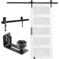 Vevor - Scheunentor und Hardware-Set Schiebetürsystem, 762 x 2134 mm Holz-Glas-Schiebetor, leise, Scheunentor-Set mit 8-in-1-Bodenführung und von VEVOR