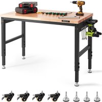 Vevor - Verstellbare Werkbank,48' l x 24' B,Garagen-Werktisch mit Universalrädern,28'-39,5' Höhe & 2000 lbs Tragkraft,mit Steckdosen & Hartholzplatte Vevor - Verstellbare Werkbank,48' l x 24' B,Garagen-Werktisch mit Universalrädern,28'-39,5' Höhe & 2000 lbs Tragkraft,mit Steckdosen & Hartholzplatte von VEVOR