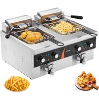 Vevor - kommerzielle Fritteuse elektrische Aufsatzfritteuse, Doppeltank 3000 w x 2, 5,9 l Doppel-Öl-Fritteuse mit 2 Körben verdickter Edelstahl, von VEVOR
