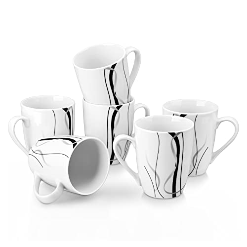 VEWEET Porzellan Kaffeebecher 'Fiona' 6-teilig Set | Füllmenge 350 ml, Höhe 10,2 cm | Ergänzung zum Tafelservice 'Fiona' | Kaffeetassen Teetassen für 6 Personen von VEWEET