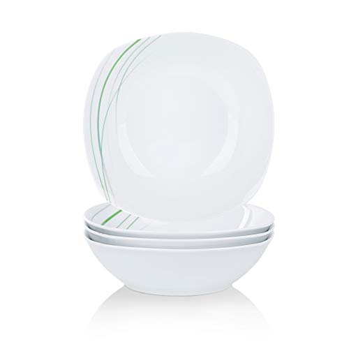 VEWEET Porzellan Salatschalen 'Aviva', 4-teilig Große Suppenschalen, Salatschüssel | Füllmenge 1050 ml | Ergänzung zum Tafelservice 'Aviva' von VEWEET