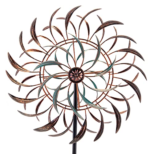 VEWOGARDEN Große Outdoor-Metall-Windspiele, um 360 Grad drehbar, Windskulptur, Hofkunst, Dekoration für Terrasse, Rasen und Garten, 168 x 40 cm von VEWOGARDEN