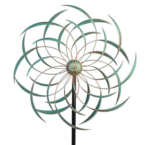 VEWOGARDEN Großes Windspiel für Hof und Garten, wasserdichtes Metall-Doppelwindspiel, Outdoor-Dekoration, Windskulpturen und Spinner mit Heringen (58,4 cm B x 203,2 cm H) von VEWOGARDEN