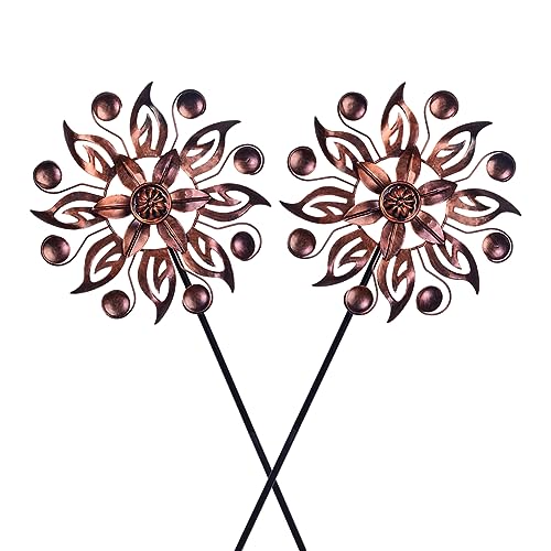 VEWOGARDEN Windspiel für den Außenbereich, Metall, Windrad, Kupfer-Windskulpturen und Spinner für Garten, Terrasse, Rasen (25,4 cm Durchmesser x 94 cm Höhe), 2 Stück von VEWOGARDEN