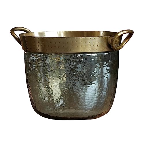 Eiskübel Luxus Glas Eiskübel mit Gold Kupfer Rand Dekoration Retro Stil Handgemachte Metall isolierte Eiskübel, ideal für Home Bar, Kühlbier, Champagner, Weinflasche Eisbehälter von VEXDOSLE