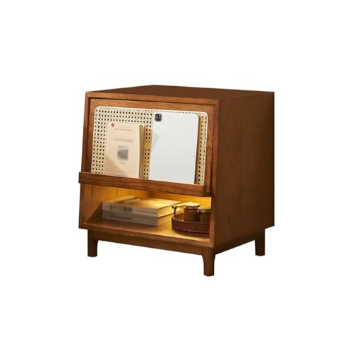 Nachttische Nordic Holz Nachttisch Sofa Seitenschrank Rattan Seitentisch Lagerschrank Ecke Stauraum Nachttisch Schlafzimmer von VEXDOSLE