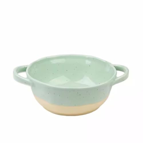 Suppenschüssel Zweiohr japanische Speiseschüssel Instant Nudelschale Haushaltskeramik Große Suppenschüssel mit Schraube Nudelschale Abendessenschüssel(Green,2000ml) von VEXDOSLE