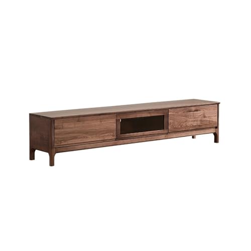 TV-Ständer ​ 180cm Nussbaum Ländliches Entertainmentzentrum, Massivholz Wohnzimmer Abstellmöbel für Hotels & Wohnbereiche​ TV-Ständer für das Wohnzimmer(200x41x42cm) von VEXDOSLE