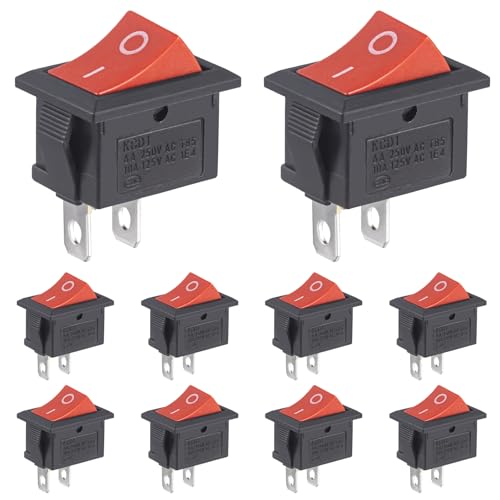 VEXUNGA 10stk Schalter Wippschalter 2 Polig Boot Rot Kippschalter 6A 250V AC 10A 125V EIN/AUS Wippe Einbauschalter 2 Position für Auto Haushaltsgeräte von VEXUNGA