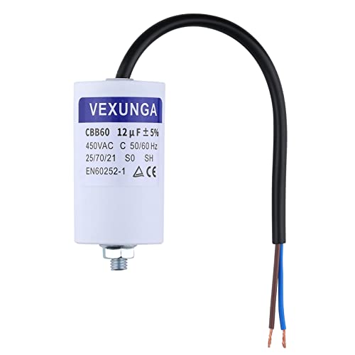 VEXUNGA 12µF 450V Motorkondensator Anlaufkondensator Kondensator 12uF 12 uF 450 Volt 40x70MM CBB60 kondensatoren Kabel M8 für Elektromotor von VEXUNGA