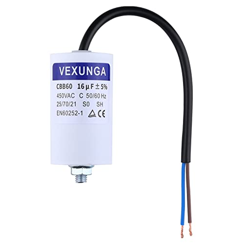 VEXUNGA 16µF 450V Motorkondensator Anlaufkondensator Kondensator 16uF 16 uF 450 Volt 40x70MM CBB60 kondensatoren Kabel M8 für Elektromotor von VEXUNGA