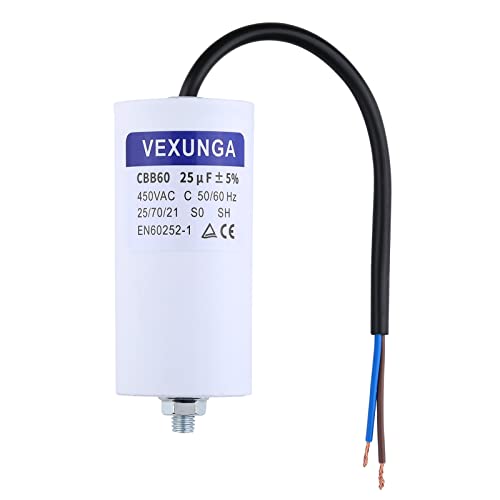 VEXUNGA 25µF 450V Motorkondensator Anlaufkondensator Kondensator 25uF 25 uF 450 Volt 45x95MM CBB60 kondensatoren Kabel M8 für Elektromotor von VEXUNGA