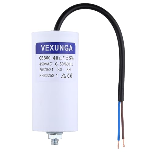 VEXUNGA 40uF 450V Anlaufkondensator CBB60 Kondensator 40µF 450 Volt Motorkondensator 50x106MM Kondensatoren Kabel M8 für Elektromotor VEXUNGA 40uF 450V Anlaufkondensator CBB60 Kondensator 40µF 450 Volt Motorkondensator 50x106MM Kondensatoren Kabel M8 für Elektromotor von VEXUNGA
