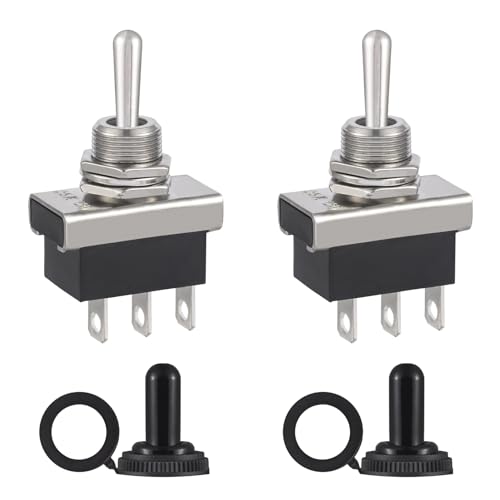 VEXUNGA KN3D-103 Kippschalter 3Polig Schalter 12V Wasserdicht EIN/AUS/EIN 25A 12 Volt 3Pin 3Position Mit Wasserdichter Kappe (Packung mit 2 Stück) von VEXUNGA
