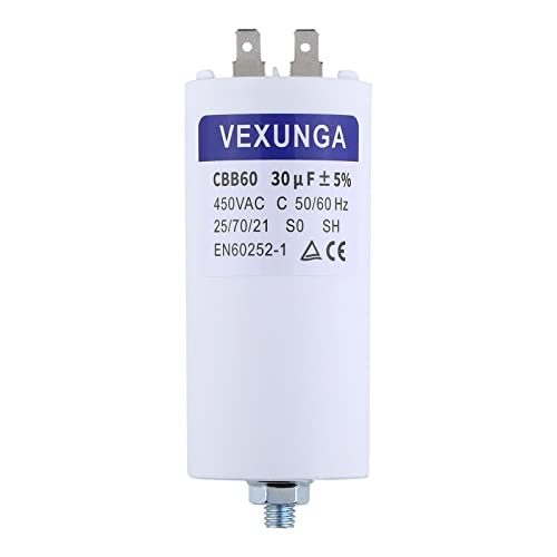 VEXUNGA Motorkondensator Anlaufkondensator 30µF 450V Kondensator 30uF 30 uF 450 Volt 45x95MM CBB60 kondensatoren Stecker M8 für Elektromotor von VEXUNGA