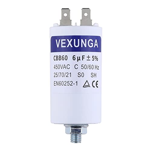 VEXUNGA Motorkondensator Anlaufkondensator 6µF 450V Kondensator 6uF 6 uF 450 Volt 35x65MM CBB60 kondensatoren Stecker M8 für Elektromotor VEXUNGA Motorkondensator Anlaufkondensator 6µF 450V Kondensator 6uF 6 uF 450 Volt 35x65MM CBB60 kondensatoren Stecker M8 für Elektromotor von VEXUNGA