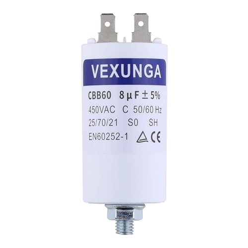 VEXUNGA Motorkondensator Anlaufkondensator 8µF 450V Kondensator 8uF 8 uF 450 Volt 35x65MM CBB60 kondensatoren Stecker M8 für Elektromotor VEXUNGA Motorkondensator Anlaufkondensator 8µF 450V Kondensator 8uF 8 uF 450 Volt 35x65MM CBB60 kondensatoren Stecker M8 für Elektromotor von VEXUNGA