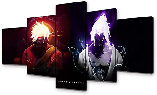 VEYEBZ 5 Stück Gerahmte Leinwand Malerei Kunst Abstrakte Modulare Poster 150×80Cm, Anime Naruto Uchiha Sasuke Familie Schlafzimmer Wohnzimmer Dekor Möbel Hd Wandbild Drucken Geschenk von VEYEBZ