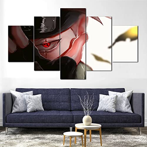 VEYEBZ 5 Stück Gerahmte Leinwand Malerei Kunst Abstrakte Modulare Poster 75×40Cm, Anime Naruto Kakashi Sharingan Familie Schlafzimmer Wohnzimmer Dekor Möbel Hd Wandbild Drucken Geschenk von VEYEBZ