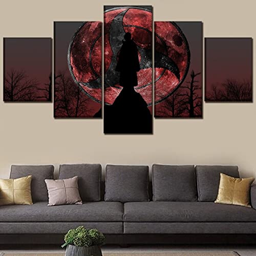 VEYEBZ 5 Stück Leinwandgemälde Wandkunst Itachi Uchiha Mangekyo Sharingan HD Bild 5 Teiliges Leinwand Drucke 100×50cm Mit Rahmen Modulare Wandmalerei Abstraktes Poster Zimmer Dekoration Geschenk von VEYEBZ