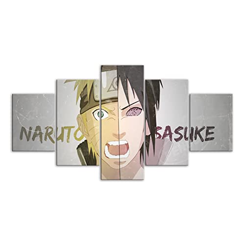 VEYEBZ 5 Stück Leinwandgemälde Wandkunst Naruto And Sasuke HD Bild 5 Teiliges Leinwand Drucke 100×50cm Mit Rahmen Modulare Wandmalerei Abstraktes Poster Zimmer Dekoration Geschenk von VEYEBZ
