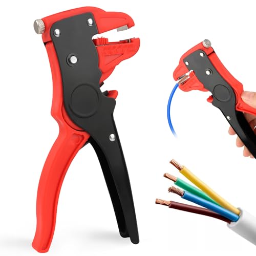 Abisolierzange und Schneidzange, 2-in-1 Abisolierwerkzeug, Verstellbares Wire Stripper (0,2 mm² - 6,0 mm²), Automatische Abisolierzange für Drähte und Kabel, Elektronische und Kfz-Reparatur (Rot) von VFANDV