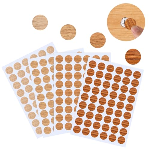 VFANDV 21mm Schraubenabdeckung, 216 Stück PVC Abdeckkappen für Schrauben Rund Selbstklebend Möbelaufkleber Schraubenloch Aufkleber für Wandschränke Schreibtische Möbel Reparaturen, Holzfarbe von VFANDV