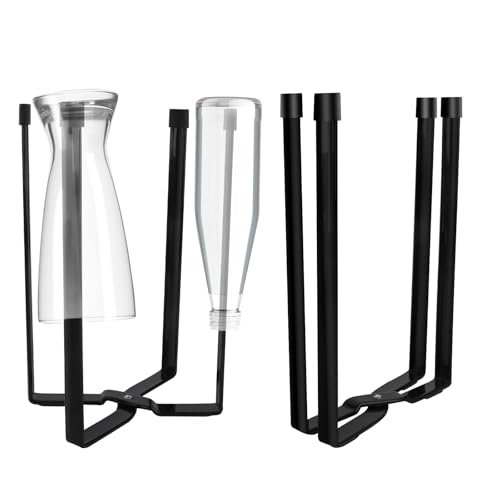 VFANDV Abtropfgestell Flaschen, Flaschenhalter für Abtropfen, Flaschenständer aus Metall, Stabil und Klappbar, Premium Abtropfgestell Flaschen, Praktischer Flaschentrockner Ständer (Schwarz) von VFANDV