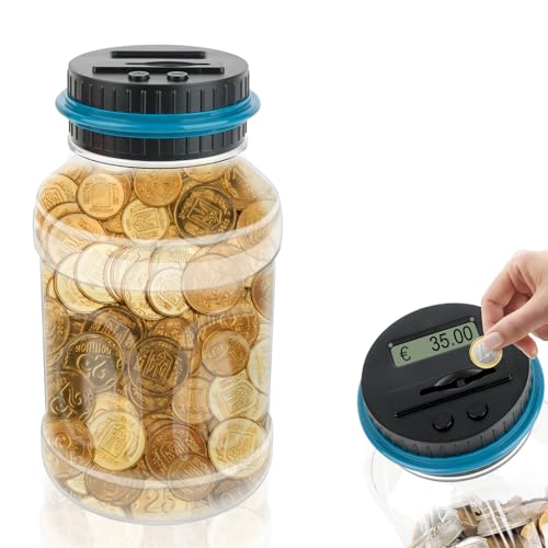 VFANDV Digitale Spardose mit Zähler 1.8L, Münzzähler Groß mit LCD Display Euro Geld Sparen Elektronisch Sparschwein Digital Piggy Bank Coin Bank Sparschwein für Erwachsene und Kindergeschenk von VFANDV