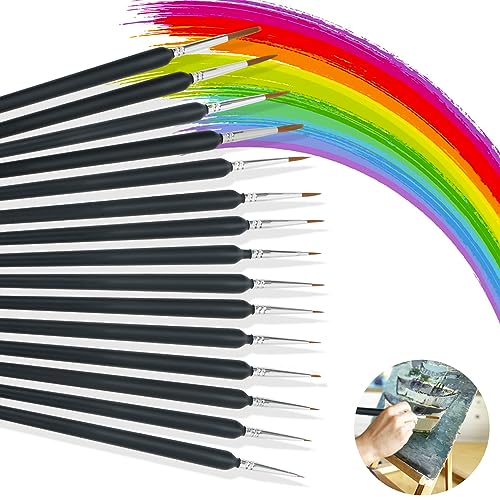 VFANDV Feine Pinsel, 15 Stück Set für Acrylfarben und Aquarell, Klein Dünne Pinsel für Anfänger, Gemälde Liebhaber, Gesichtsbemalung, Malpinsel von VFANDV
