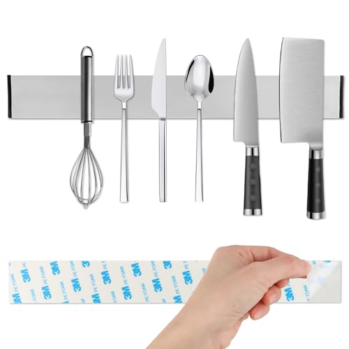 VFANDV Magnetleiste Messer, Magnetleiste Messerblock aus Edelstahl, Magnetleiste Selbstklebend aus mit Klebeband, Magnetleiste Messerblock aus für alle Arten von Küchenmessern, Obstmessern (40CM) von VFANDV