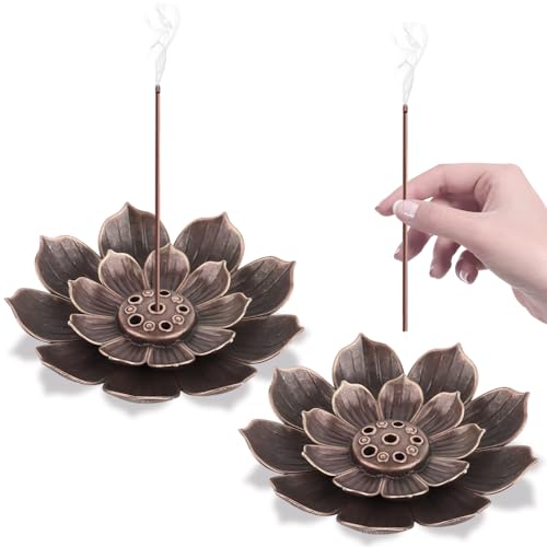 VFANDV Räucherstäbchen Halter Lotus 2 Stück, Lotus Stick Räuchergefäß Weihrauchhalter Brenner 6 Loch Weihrauchbrenner Räucherstäbchenhalter für Deko Wohnzimmer und Yoga Zubehör von VFANDV