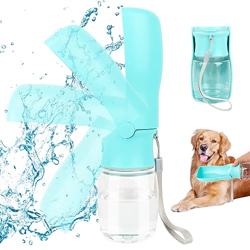 VFANDV Tragbare Haustier Trinkflasche, Trinkflasche Hunde, Hundewasserflasche, 180°Faltbare Hund Katze Haustiere Auslaufsicher Wasserflasche für Täglich Spazieren Gehen Reisen Campen (350ML) von VFANDV