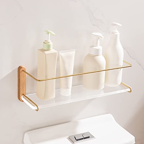 VFBCRDSJ Duschablage Massivholz Erhöhte Badezimmerregale Kein Stanzen Acryl Wandmontierter Duschaufbewahrungshalter Handtuchregal Shampoo Duschgel Organizer Regal Küchenregale/40Cm 1 Layer von VFBCRDSJ