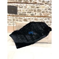 Schwarze Orylag Pelzdecke, Überwurfdecke, Luxus Decke, Handgemachte Echte Echtpelz Decke von VFCfurs