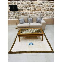 Weißer Vollhaut Nerzfell Teppich, Top Qualität Nerz Handgemachter Luxus Echtpelz Decke, Echt Pelz Decke von VFCfurs