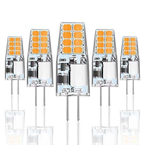 VFDC G4 LED Lampen, 3W G4 LED Birnen, Warmweiß 2700K, 300LM, Ersatz für 30W Halogenlampen, 360° Lichtwinkel, 12V AC/DC, Kein Flackern Nicht Dimmbar, 5er Pack von VFDC