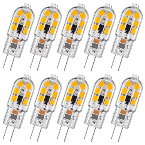 VFDC G4 LED Lampen, G4 LED 12V Birnen, Warmweiß 2700K, 2W LED G4 Glühbirne, Ersatz für 20W Halogenlampen, 200LM, Kein Flackern Nicht Dimmbar, 10er Pack von VFDC