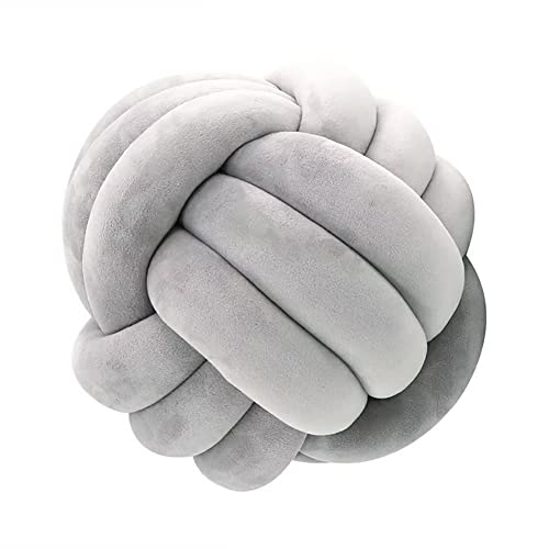 VFDC Knotenkissen, Couchkissen, Sofa Kissen, Knoten-Ball-Kissen, Deko Zierkissen, Geknotetes Kissen für Sofa, Rund Knoten Kissen, Deko Knoten, Knot Pillow Ball, Grau, 27cm von VFDC