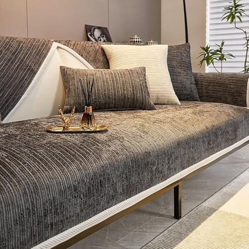 VFDC Sofa Überzug L Form, Sofabezug 1 2 3 4 Sitzer, Couch Überzug Katze Hundeschutz, Sofa Cover rutschfest Universal, Sofaüberwurf Baumwolle, Dunkelgrau, 110 * 210cm von VFDC