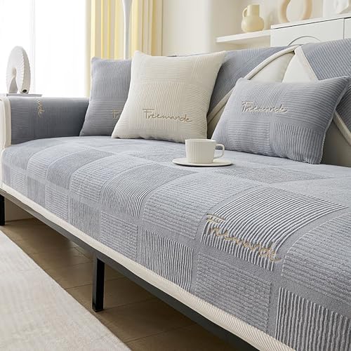 VFDC Sofa Überzug L Form, Sofabezug 1 2 3 4 Sitzer, Couch Überzug Katze Hundeschutz, Sofa Cover rutschfest Universal, Sofaüberwurf Baumwolle, Grau, 110 * 160cm von VFDC