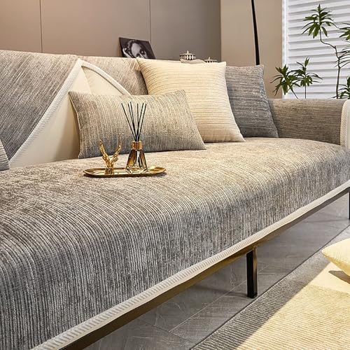 VFDC Sofabezug L Form 1 2 3 4 Sitzer, Sofa Überzug Ecksofa, Couch Überzug Hund Katze, Sofaschoner rutschfest, Sofaüberwurf Waschbar, Hellgrau, 110 * 160cm von VFDC