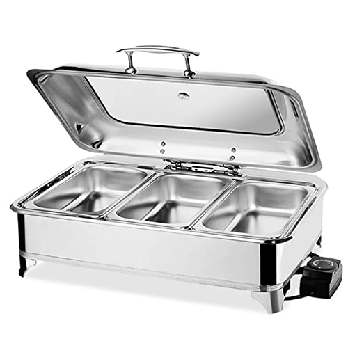 9L Elektrischer Buffetwärmer, Chafing Dish Buffet mit Heizplatte, Elektrischer Buffetwärmer für Buffet-Speisenwärmer, Buffetserver(Size:Three grids) von VFDZ