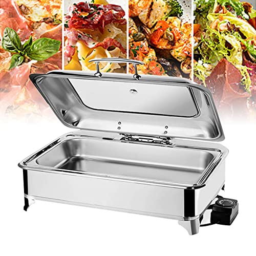 9L Speisenwärmer Chafing Dish, Chafing Dish Elektrisch mit Sichtbarem Glasdeckel, Wärmebehälter Speisewärmer für Catering Buffet und Party(Size:one grid) von VFDZ