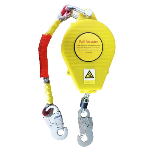Höhensicherungsgerät, Fallschutz Absturzsicherung Einziehbar, Sicherheitsgurt mit Automatischer Sperrfunktion für Arbeiten in der Höhe, Maximale Belastung 150kg(Color:Yellow,Size:20m) von VFDZ